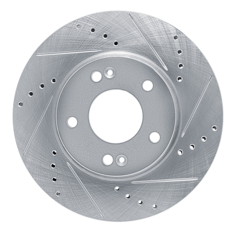 Hyundai Elantra Brake Rotor (1) - Front Right - R1 Concepts - Drilled & Slotted - Silver - `21-`25